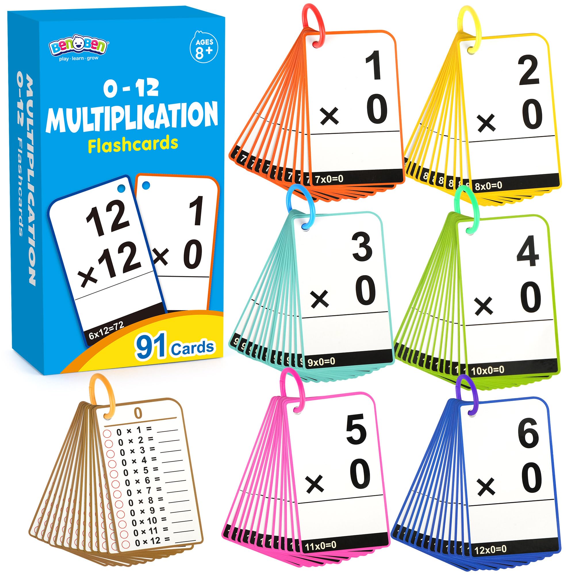 QUATATION 12冊 Amazon.com: BenBen Multiplication Flash Cards 0-12, 91 Cards